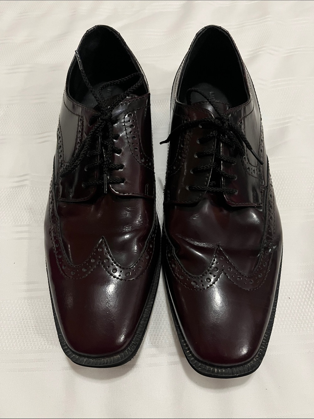 Michael Shannon Burgundy Wingtip Brogue Dress Shoes